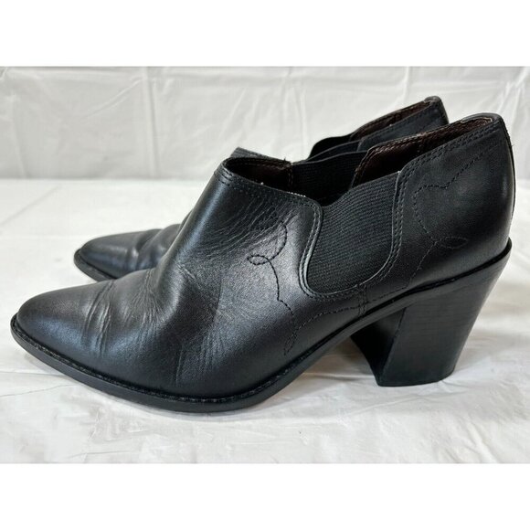 Flings Salsa Black Leather Ankle Booties Size 7.5 M - Picture 4 of 13